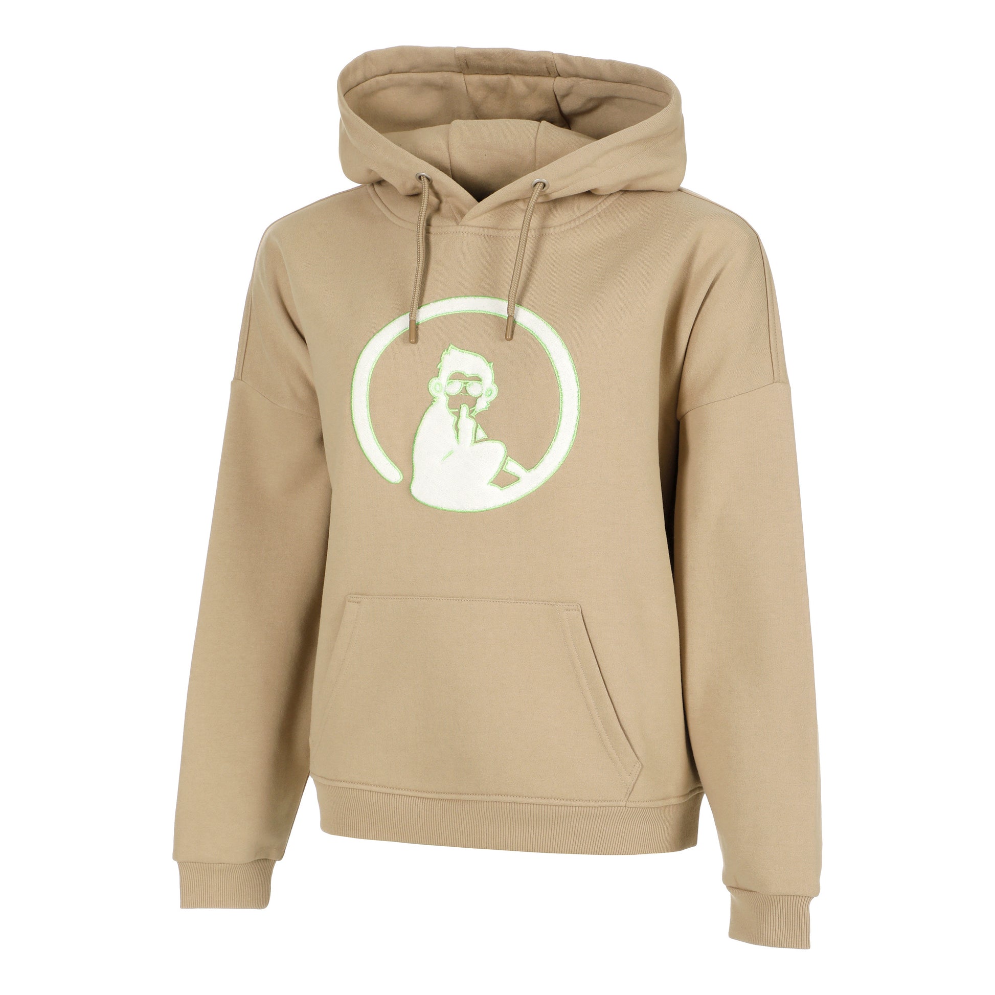Quiet Please Wild Oversize Embroided Hoody Dámy-Béžová,Neonově Zelená