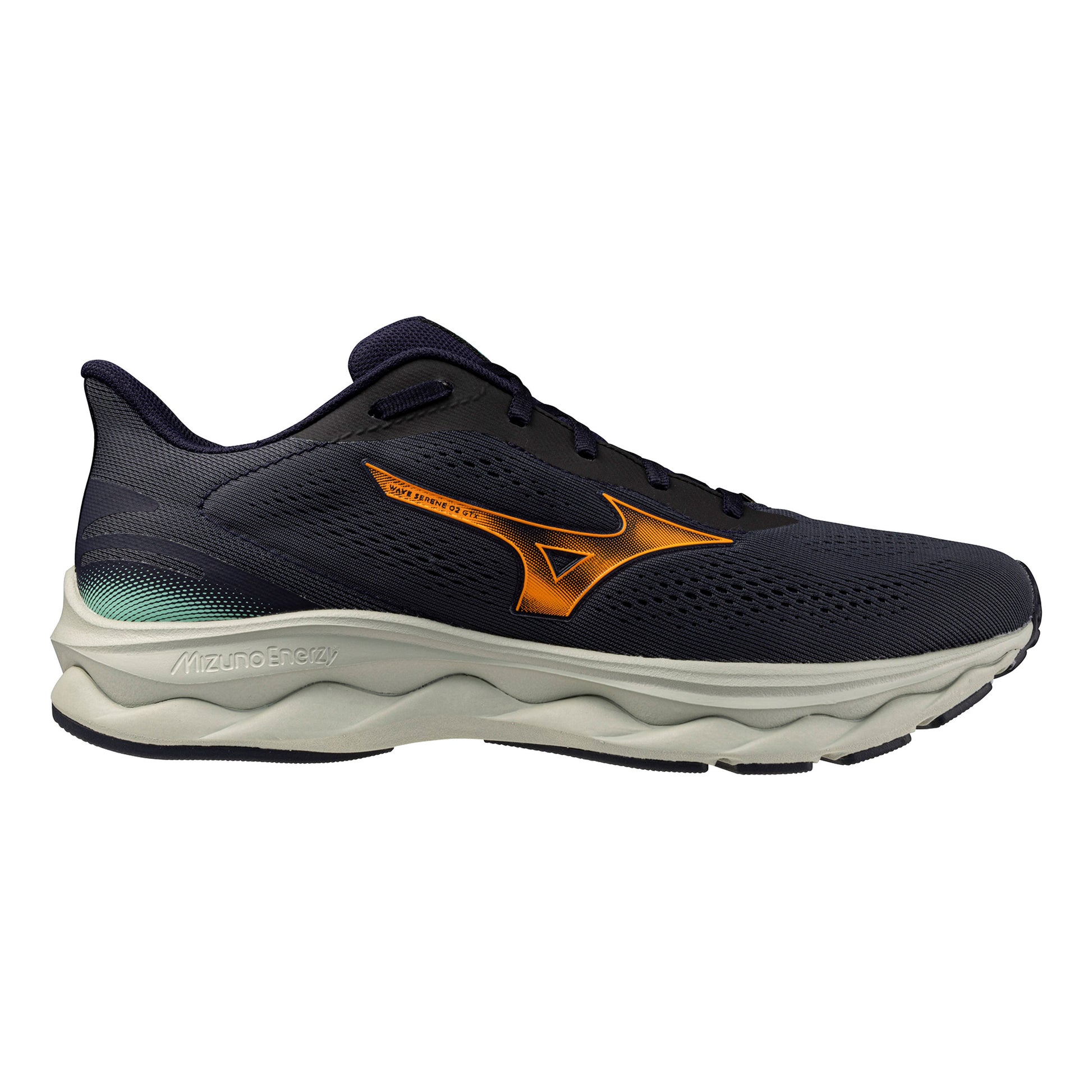 Mizuno Wave Serene GTX 2 Obuv pro měkčí povrch,žádný asfalt Muži-tmavě modrá, oranžová