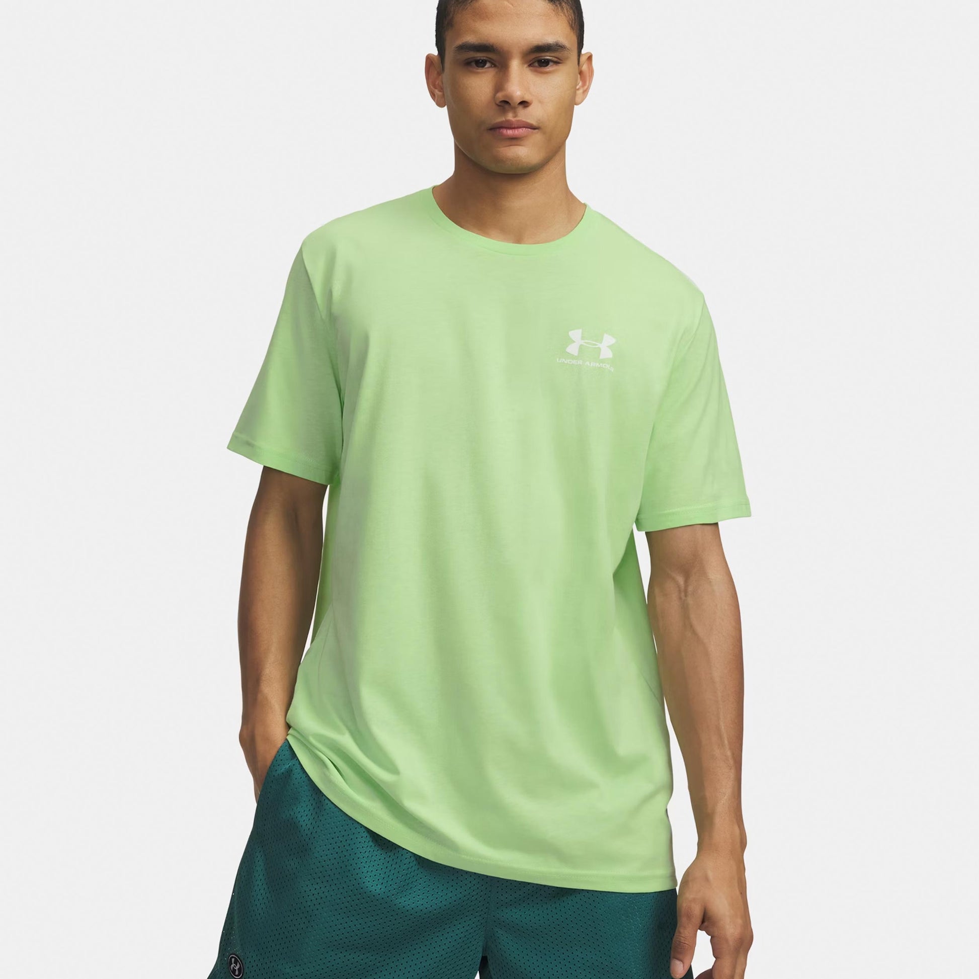 Under Armour Sportstyle Left Chef Tričko Muži-zelená, bílá