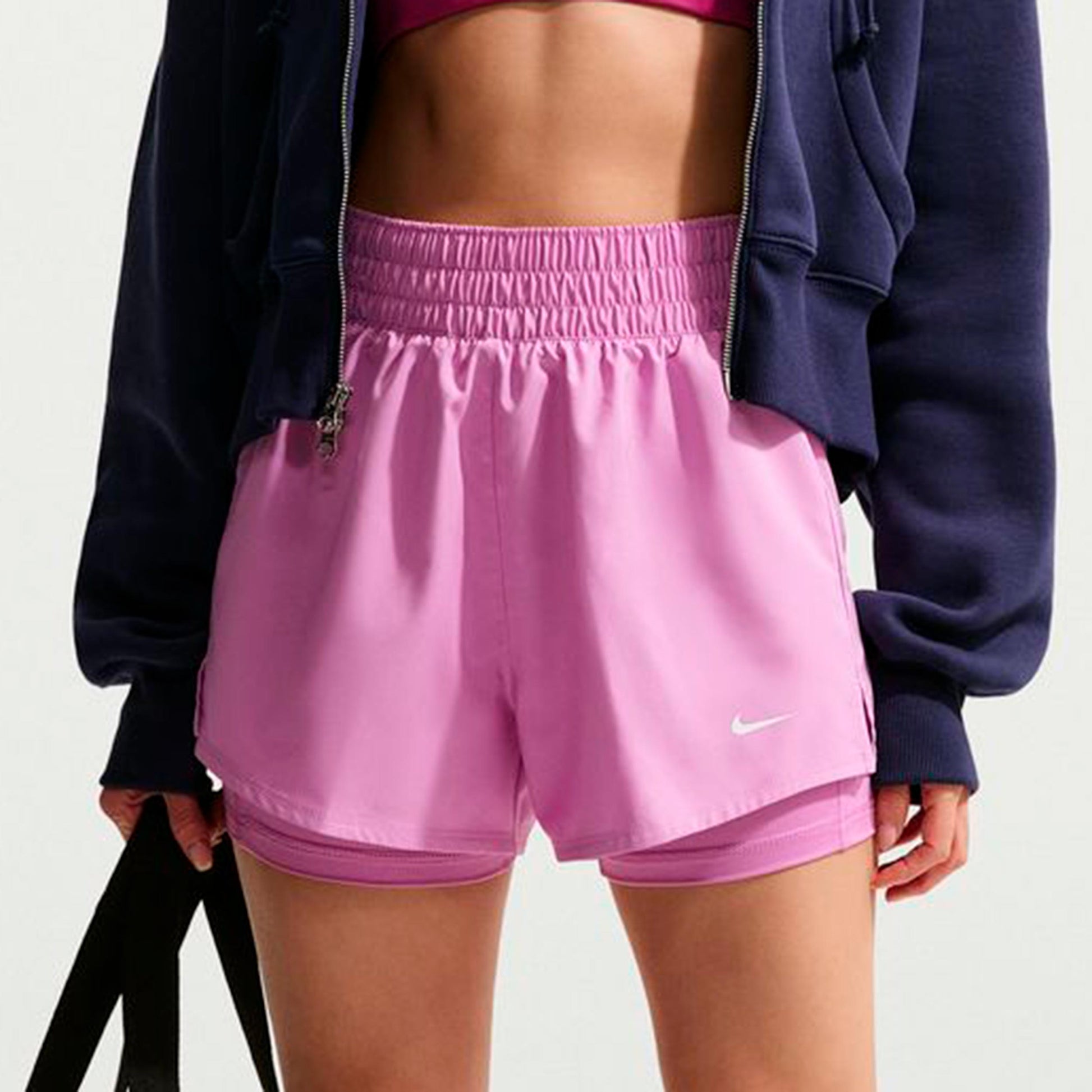 Nike Dri-Fit One Mid Rise 2in1 3in Šortky Dámy-šeříková, bílá