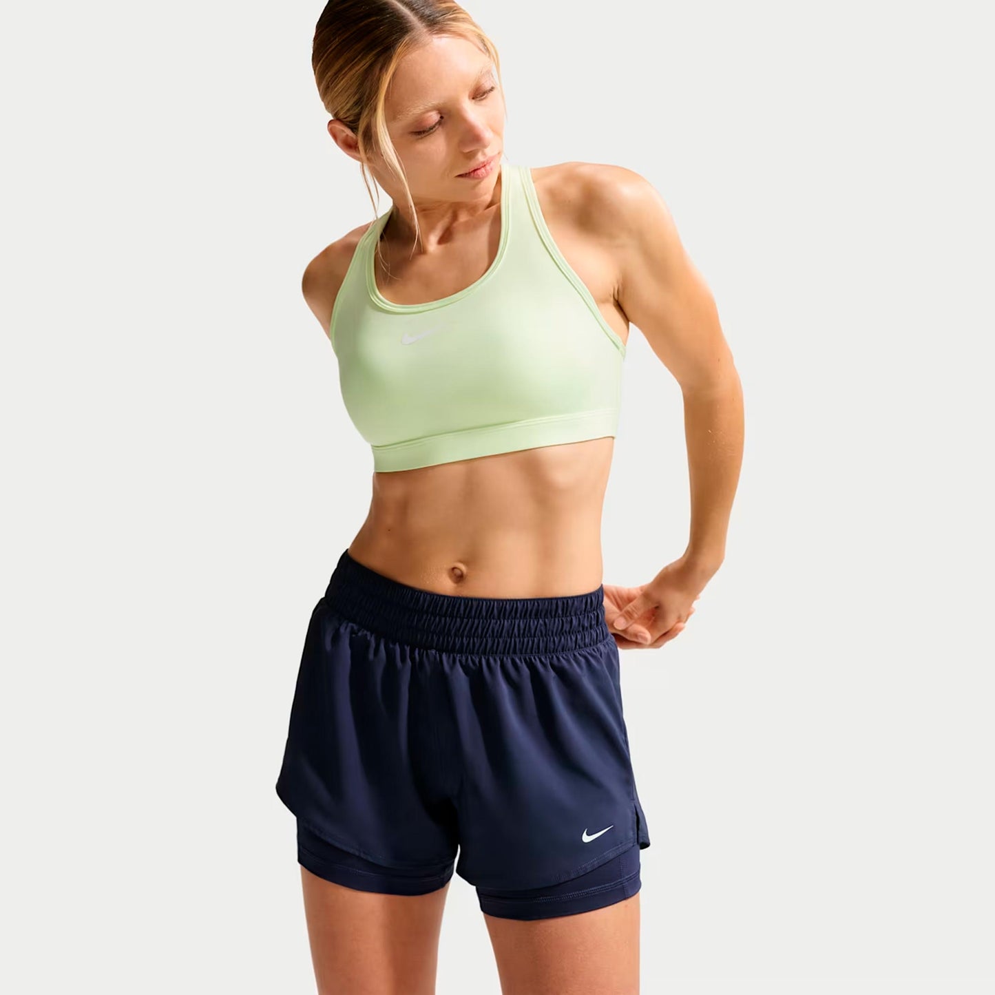 Nike Dri-Fit One Mid Rise 2in1 3in Šortky Dámy-tmavě modrá, bílá