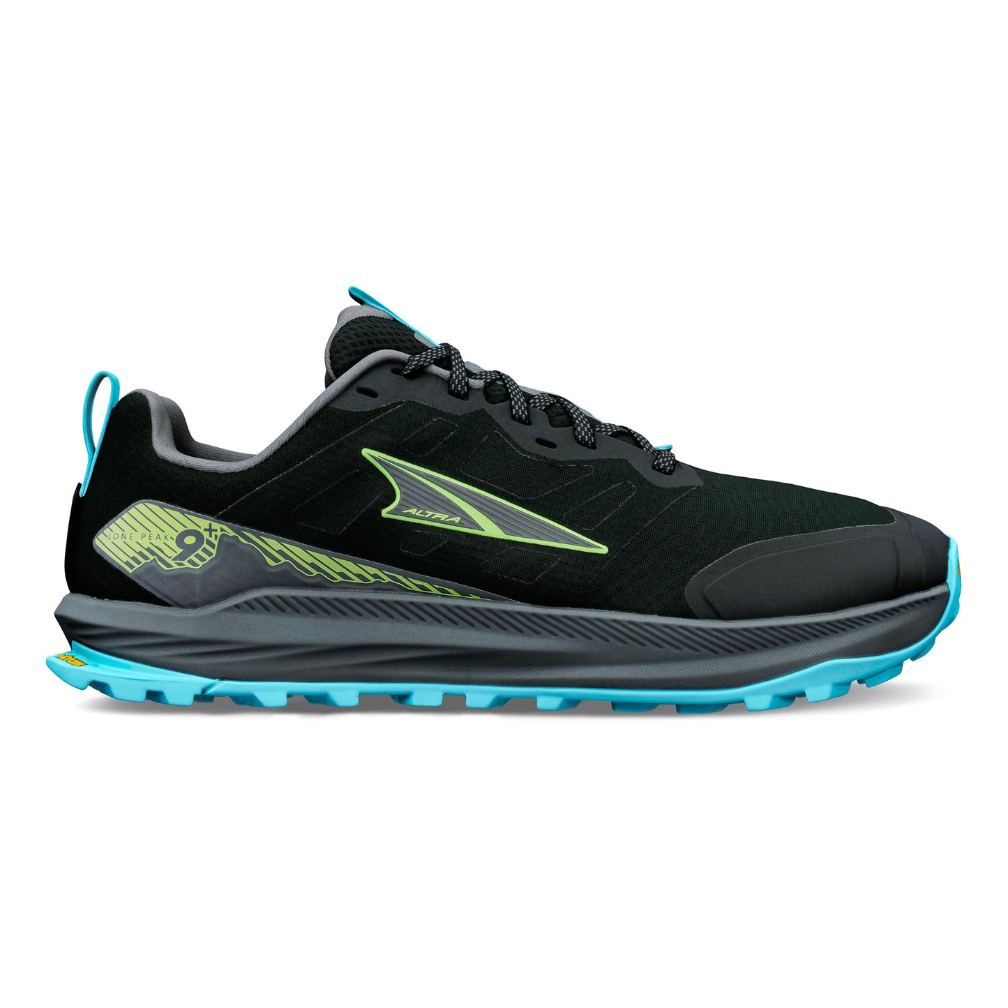 Altra Lone Peak 9+ Obuv pro měkčí povrch,žádný asfalt Muži - černá, limetková