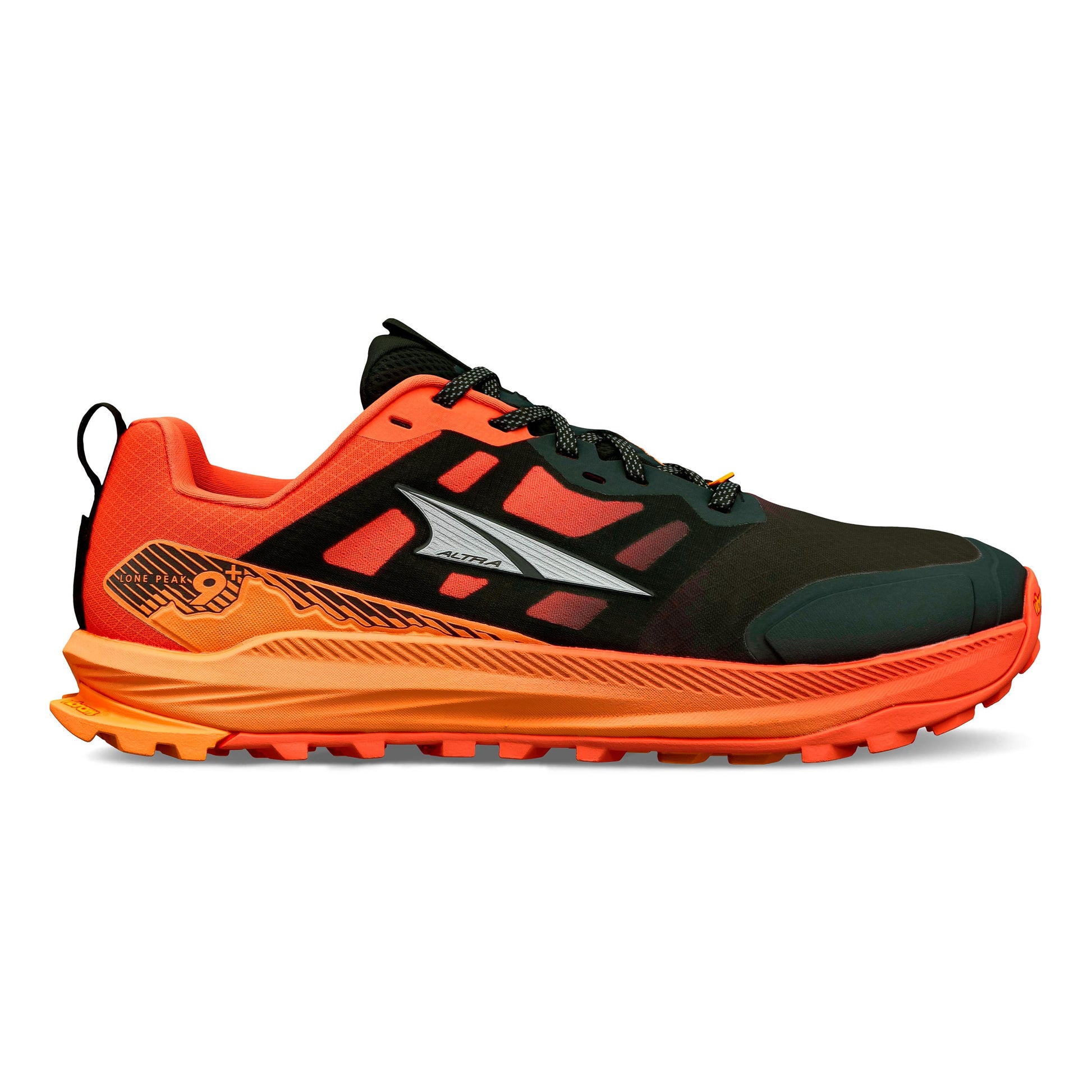 Altra Lone Peak 9+ Obuv pro měkčí povrch,žádný asfalt Muži - černá, oranžová