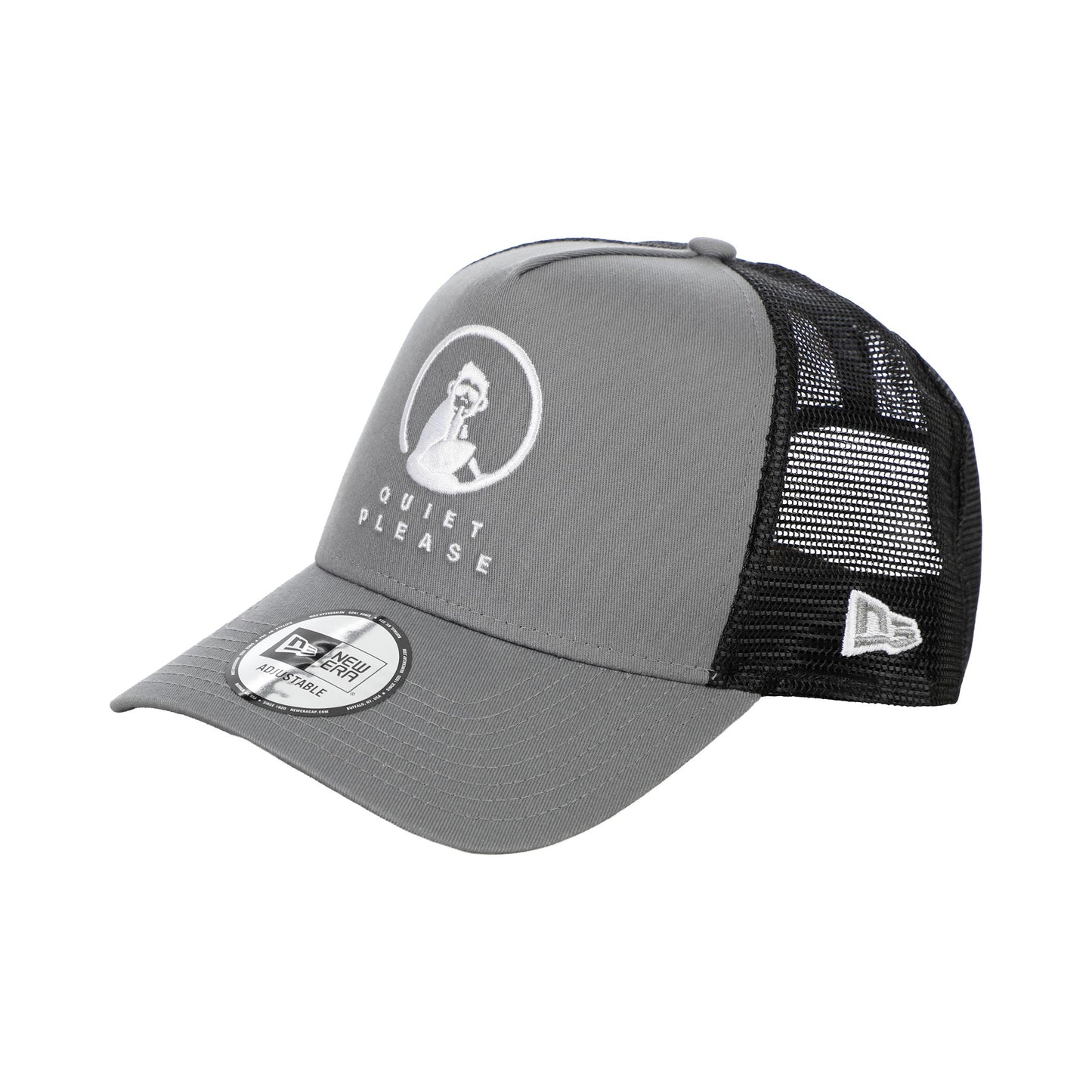 Quiet Please New Era Trucker Čepice Unisex-tmavě šedá, bílá