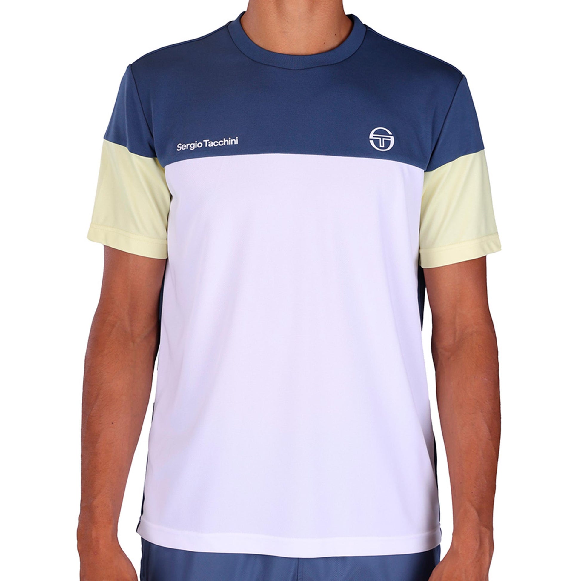 Sergio Tacchini Prave Tričko Muži - modrošedá, bílá