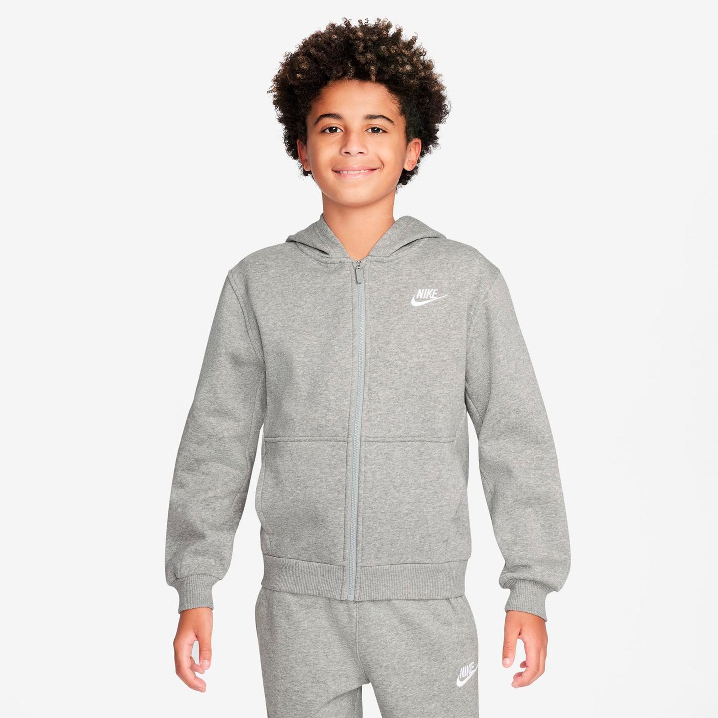 Nike Club Fleece Full-Zip Mikina s kapucí Děti - šedá
