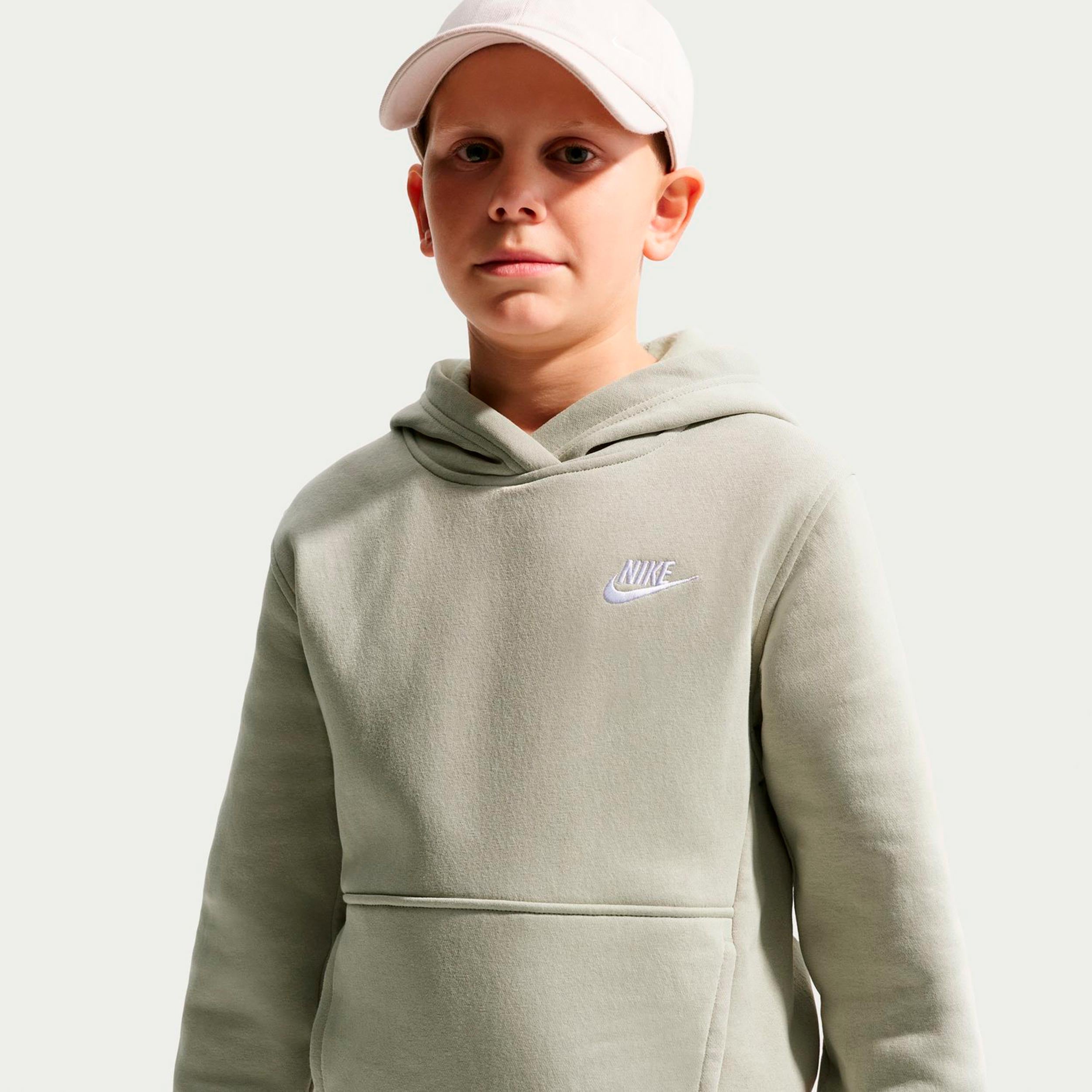 Nike Club Fleece Hoody Děti - šedozelená