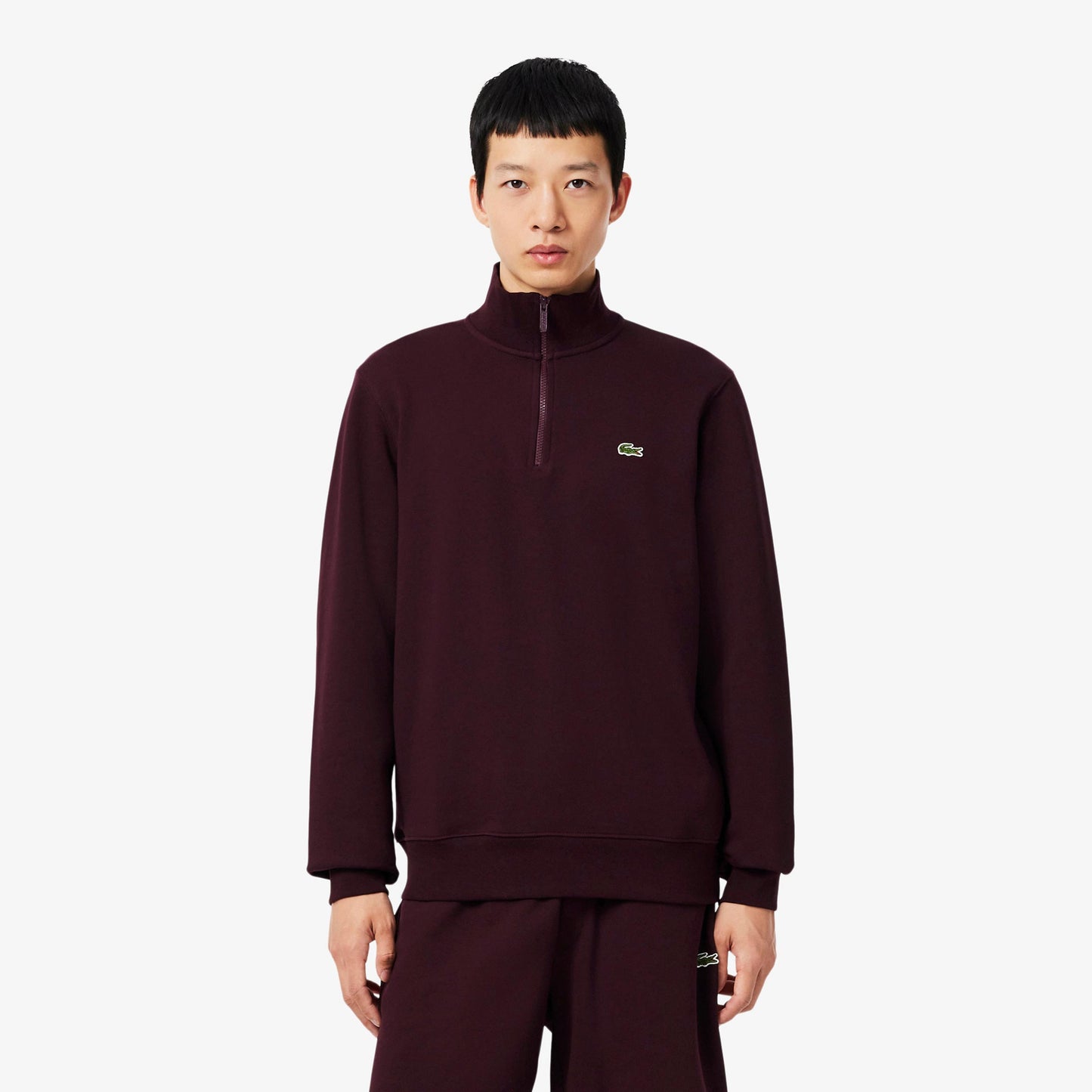 Lacoste High Neck Mikina Muži - tmavě červená