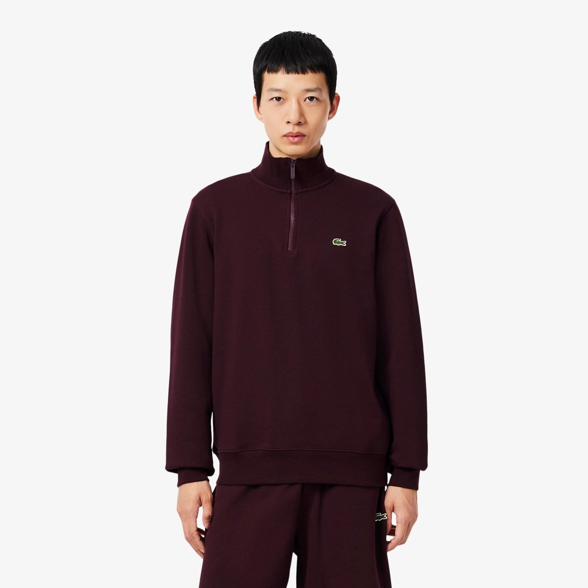 Lacoste High Neck Mikina Muži - tmavě červená