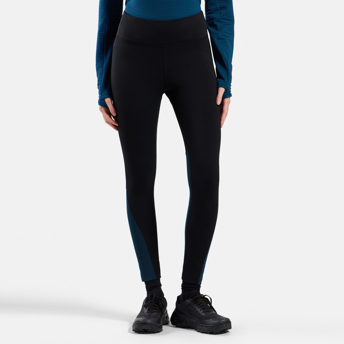 Odlo Essential Thermal  Běžecké punčocháče Dámy - černá, petrolejová
