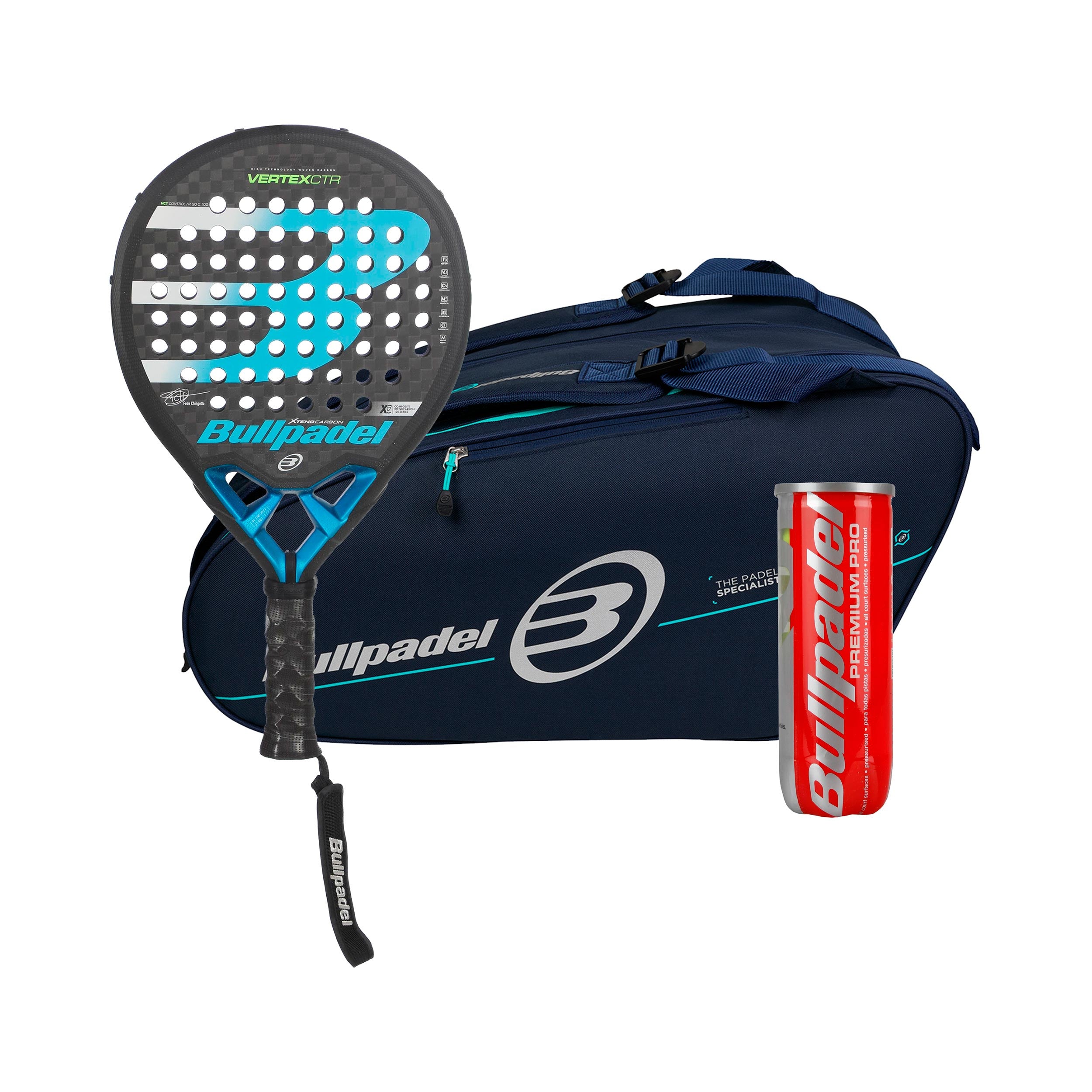 Bullpadel 3ks v baleni Vertex 2 CTR  Navíc taška na raketu, Navíc dóza na míče