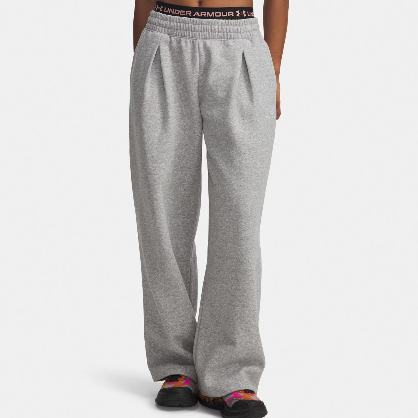 Under Armour Rival Fleece Script Tréninkové kalhoty Dámy-šedá