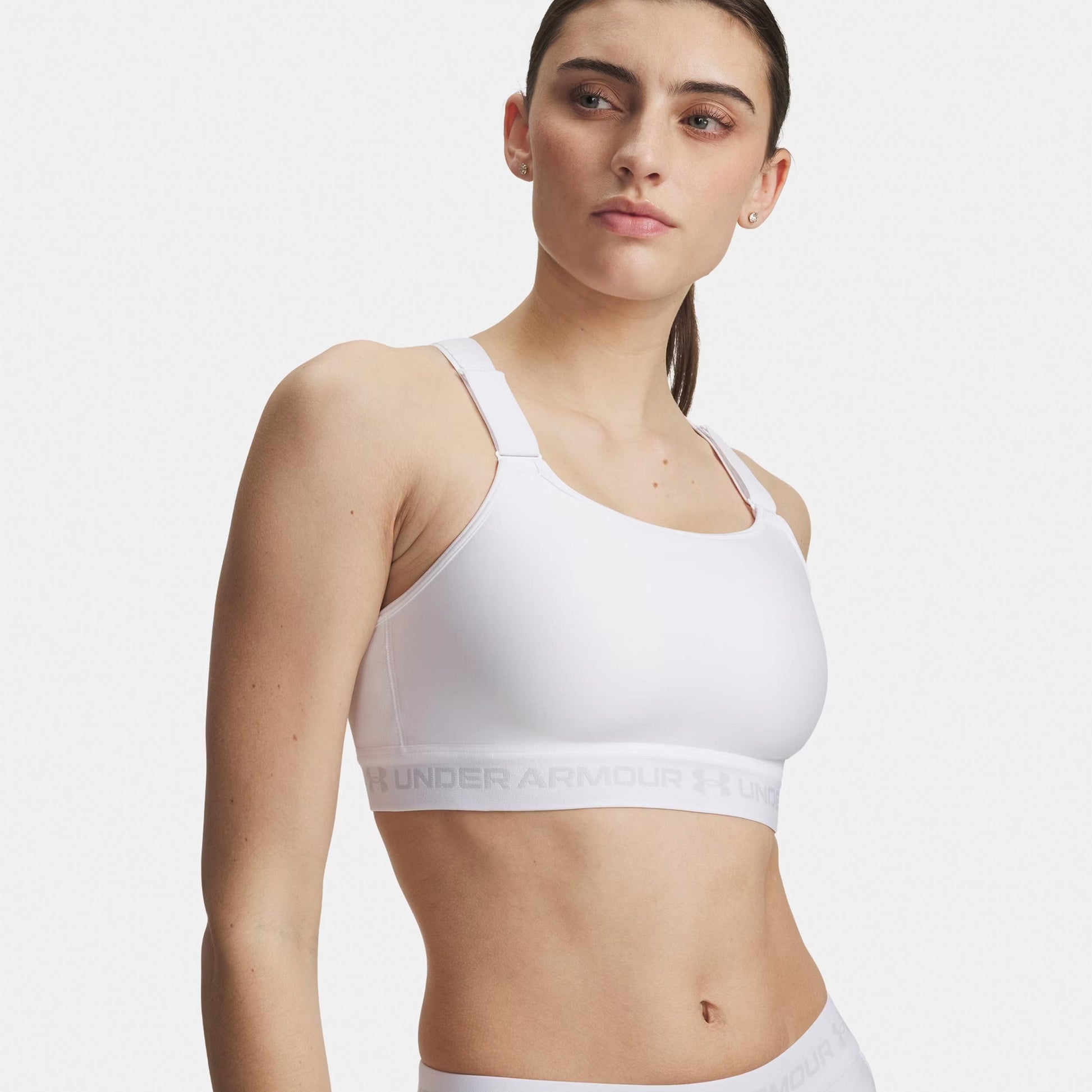Under Armour HeatGear High Sportovní podprsenka Dámy-bílá, šedá