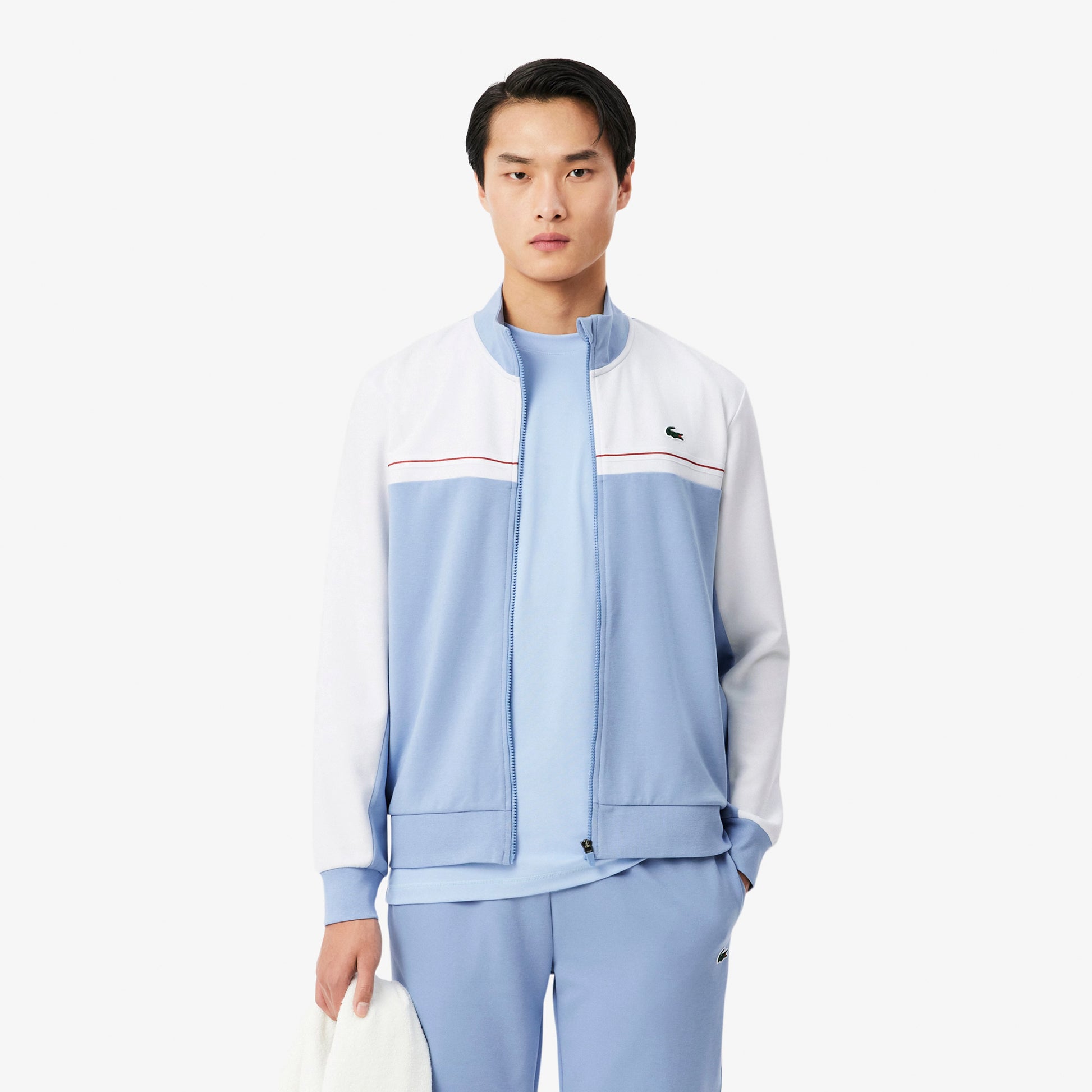 Lacoste Tréninková bunda Muži - modrošedá, bílá