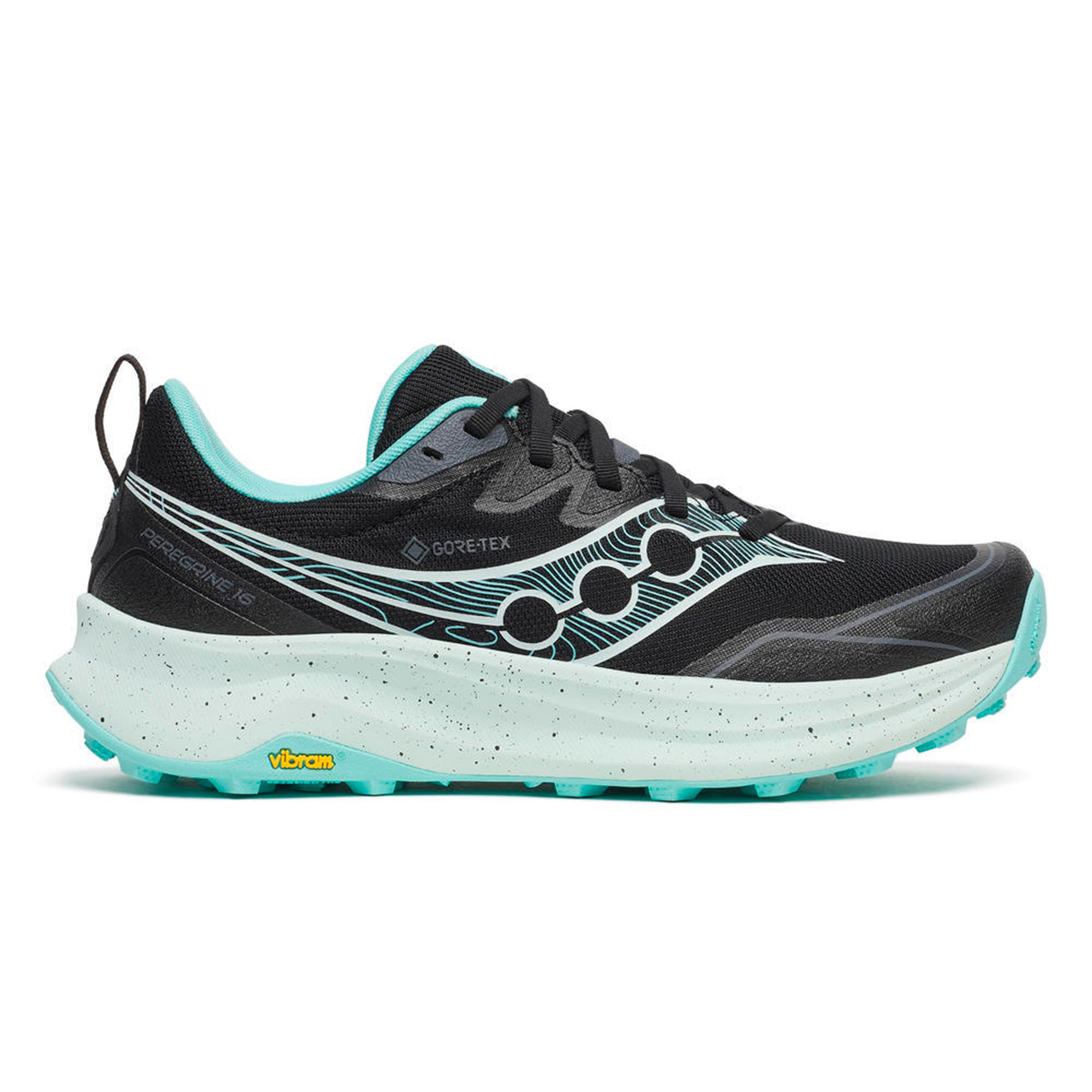 Saucony Peregrine 16 GTX Obuv pro měkčí povrch,žádný asfalt Dámy-černá, světle modrá