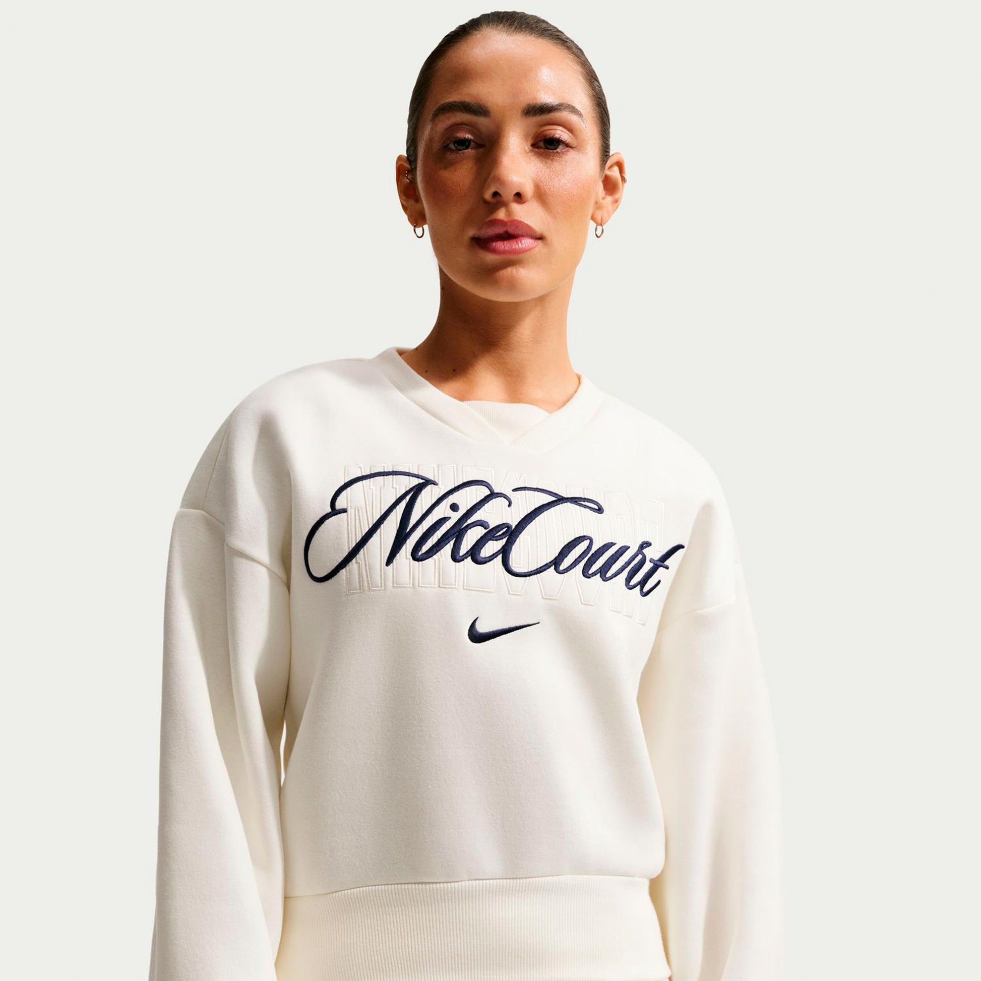 Nike Court Fleece Crew Mikina Dámy-krémová, tmavě modrá