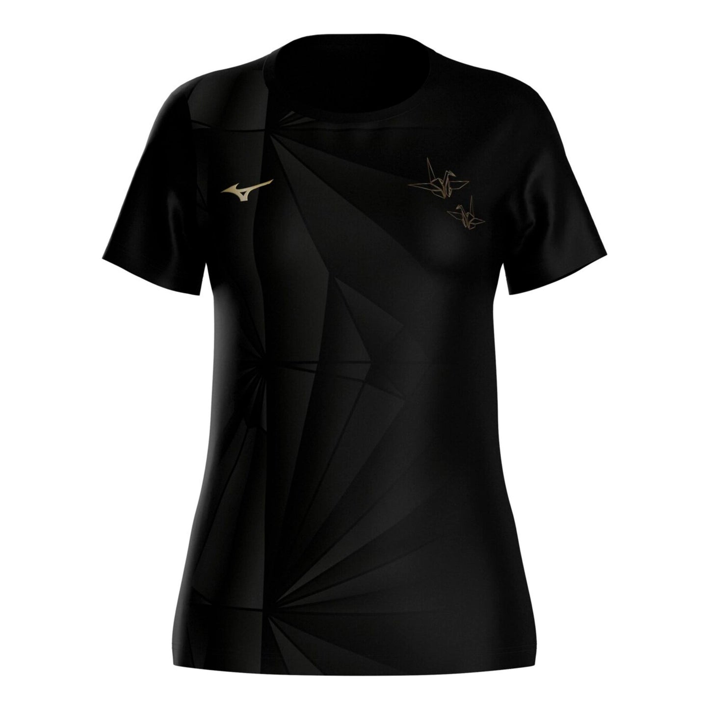 Mizuno Active DryAeroFlow Graphic Běžecké tričko Dámy - černá, zlatá