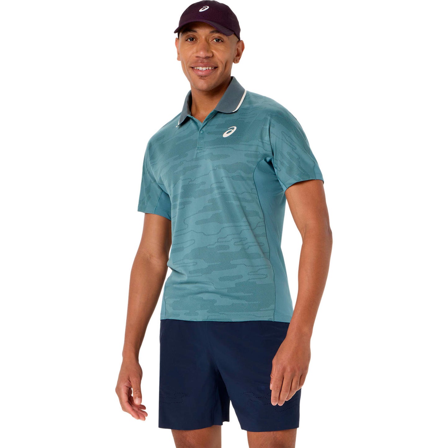 ASICS Match Jacquard Pólo Muži - petrolejová, šedá
