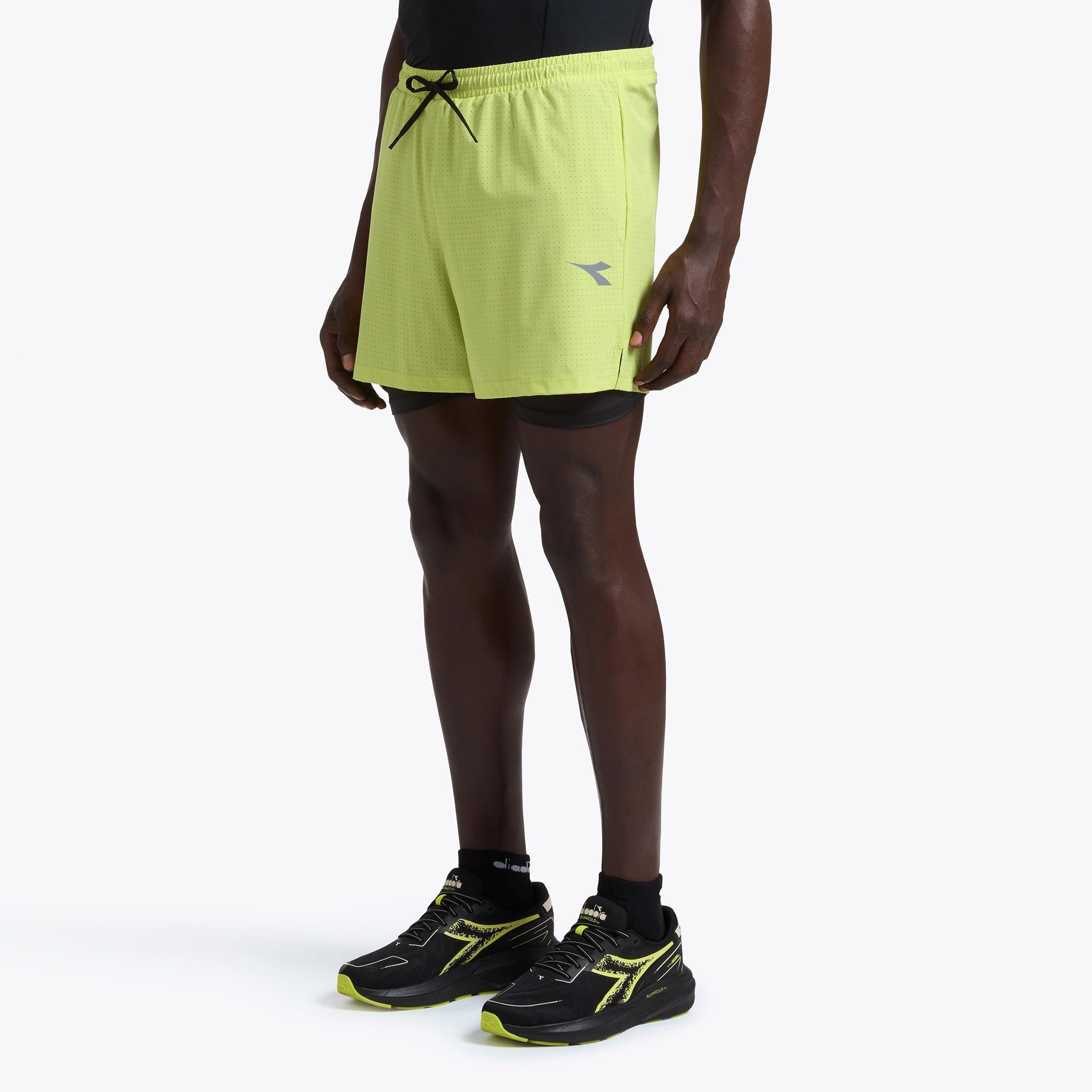 Diadora 2in1 Šortky Muži - limetková
