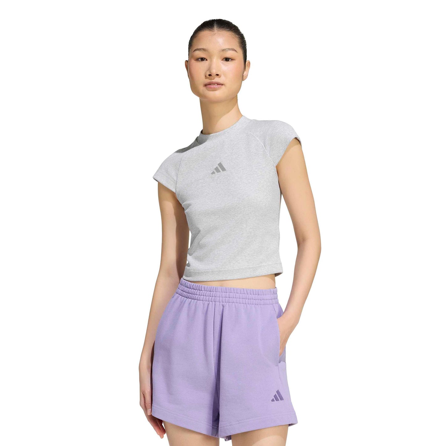 adidas Ribbed Tričko Dámy - světle šedá