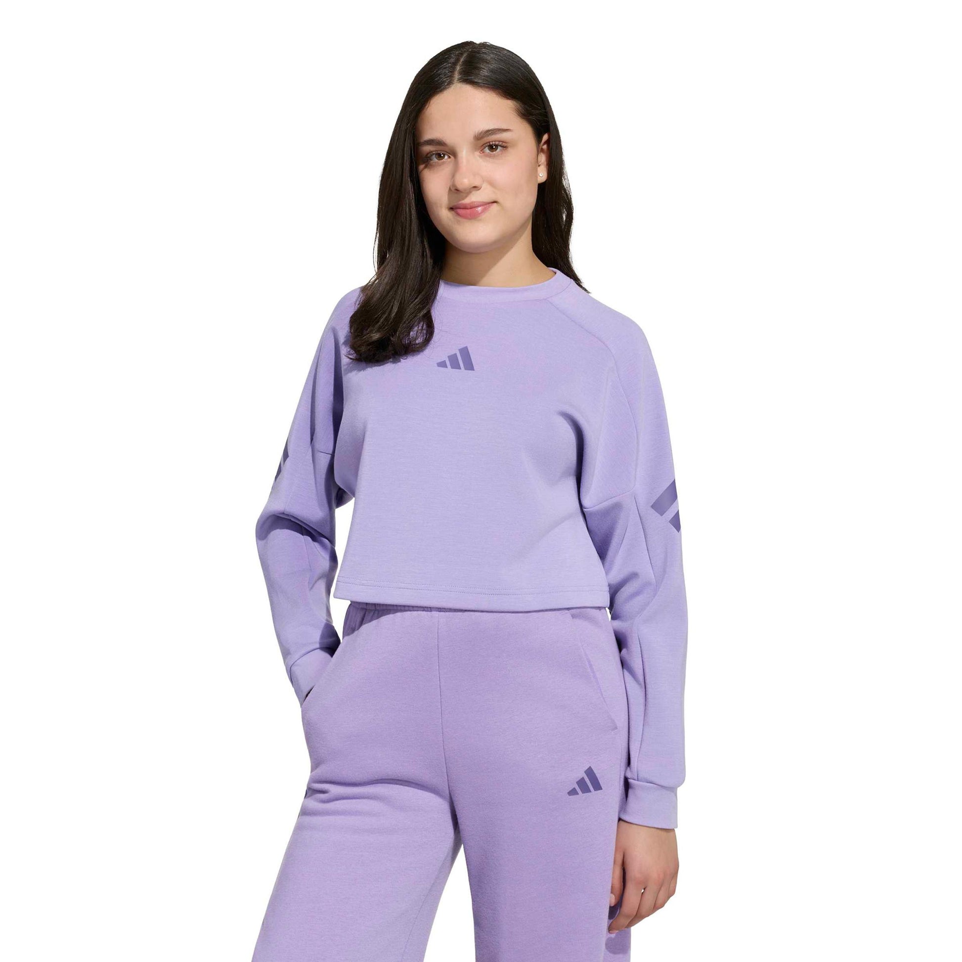 adidas 3Stripes Crew Crop Mikina Děti - šeříková