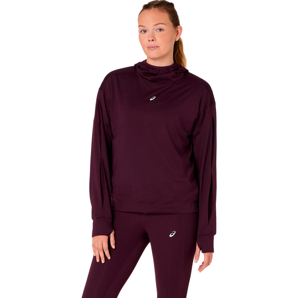 ASICS Nagino Winter Hoodie Běžecké tričko - červené víno
