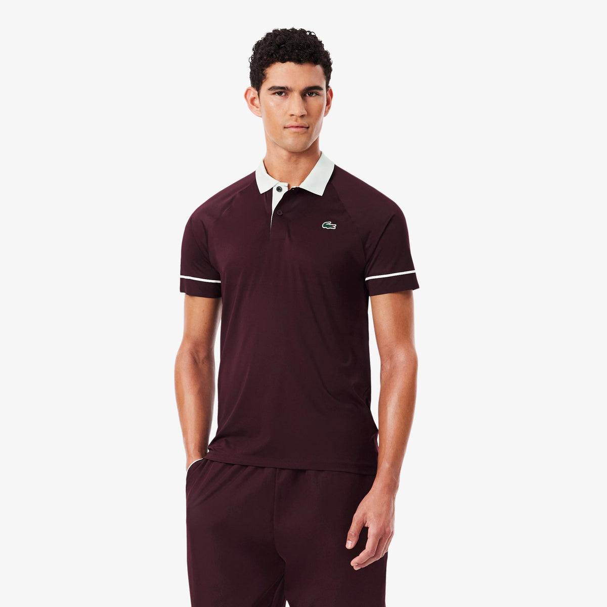 Lacoste Pólo Muži - červené víno, bílá