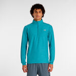 New Balance Tričko New Balance Space Dye 1/4 Zip Tričko Muži-&scaron;ed&aacute;, světle &scaron;ed&aacute;