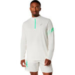 ASICS Běžeck&eacute; tričko ASICS Icon 1/2 Zip Běžeck&eacute; tričko Muži-b&eacute;žov&aacute;, zelen&aacute;