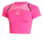 Under Armour Oblečen&iacute; Under Armour Run Anywhere Crop Běžeck&eacute; Tričko D&aacute;my-Růžov&aacute;,Čern&aacute;