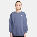 Nike Oblečení Nike Sportswear Club Fleece Oversized Crew Mikina Dívky - blaugrau, bílá