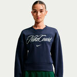 Nike Mikina Nike Court Fleece Crew Mikina D&aacute;my-tmavě modr&aacute;, kr&eacute;mov&aacute;