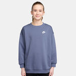 Nike Oblečení Nike Sportswear Club Fleece Oversized Crew Mikina Dívky - blaugrau, bílá