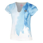 BIDI BADU Oblečen&iacute; BIDI BADU Watercolour V-Neck Tričko D&aacute;my-B&iacute;l&aacute;,Modr&aacute;